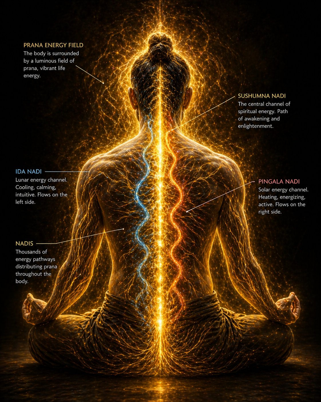 Prana nadis Sushumna Ida Pingala energy channels